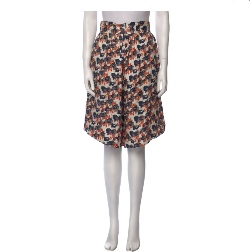 Suno Silk Wide Leg High Waisted Printed Shorts Xs